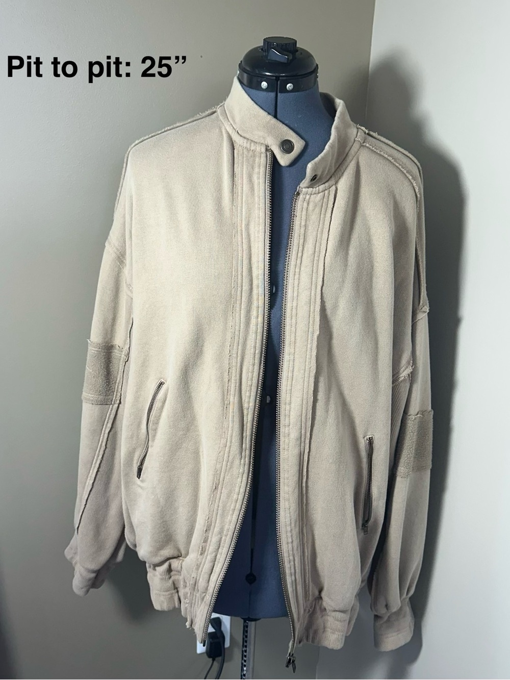 We The Free Tan Oversized Bomber Jacket - MEDIUM